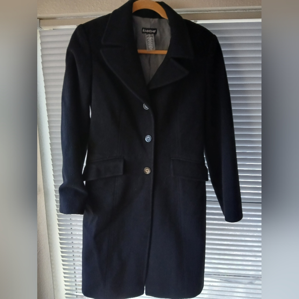 Bebe M Classic Black 90% Wool Women's Coat